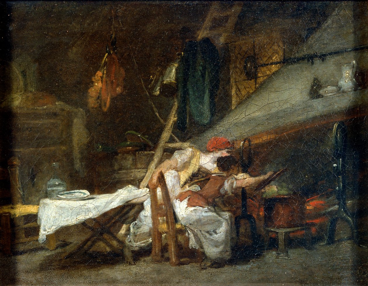 Ved Komfuret, 1700- eller begyndelsen af 1800-tallet af Jean Honore Fragonard