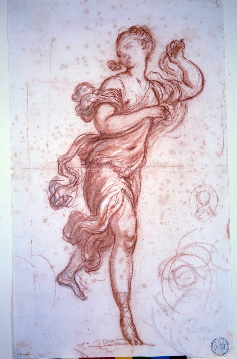 Danser klædt i den antikke Drawing a la sanguine af Jean Honore Fragonard af Jean Honore Fragonard