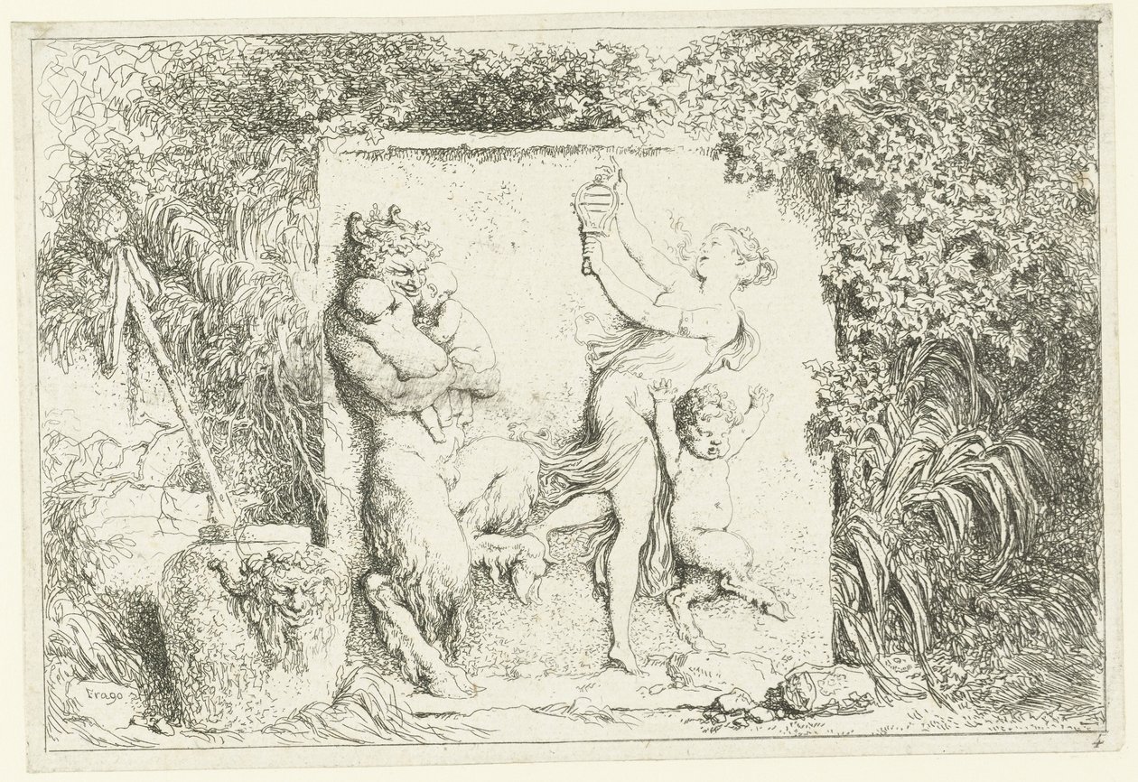 Satyrernes dans Bacchanales (serietitel) Nymfer og Satyrer (serietitel) af Jean Honore Fragonard