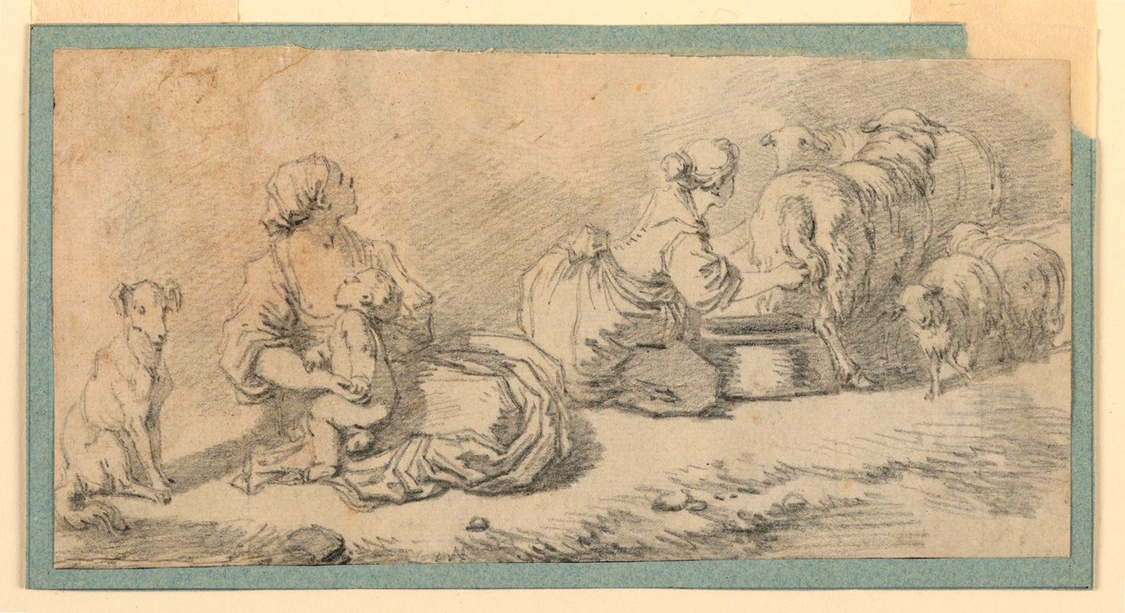 Tegning, Pastoralscene, ca. 1770 af Jean Honore Fragonard