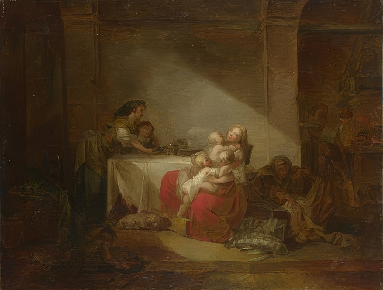 Interiør, den glade mor af Jean Honore Fragonard