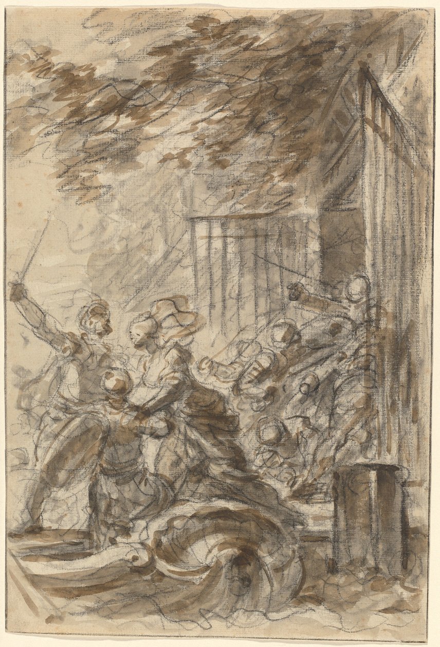 Isabella forlader sit hjem for at følge Odorico og hans mænd af Jean Honore Fragonard