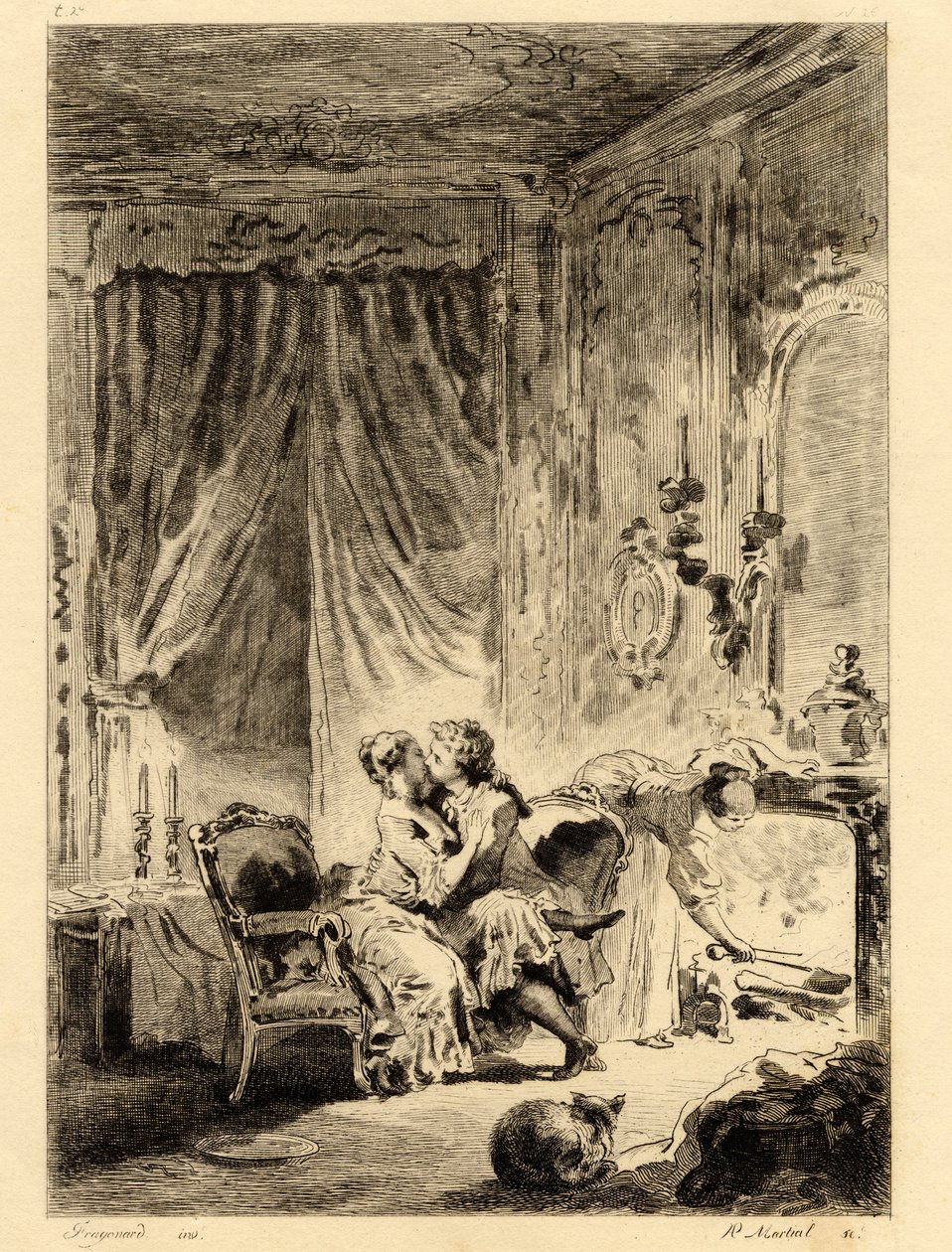 Jean de la Fontaine (1621 - 1695). "" Fortællinger. The prayer of Saint Julien”, illustration af Fragonard (1732 - 1806). Tegning. af Jean Honore Fragonard