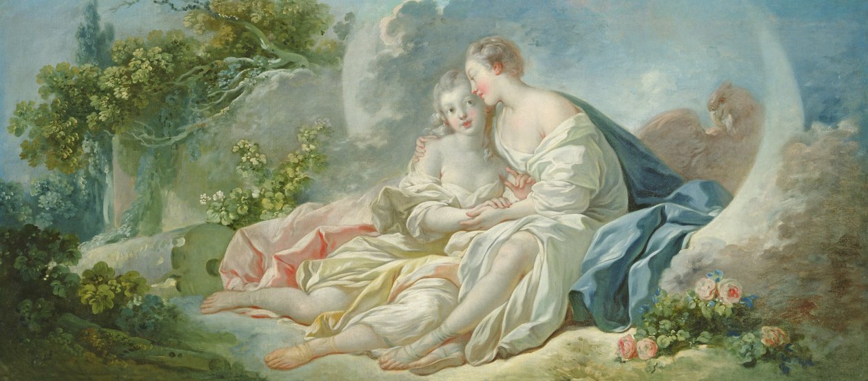 Jupiter forklædt som Diana forsøger at forføre Kallisto, ca. 1753 af Jean Honore Fragonard