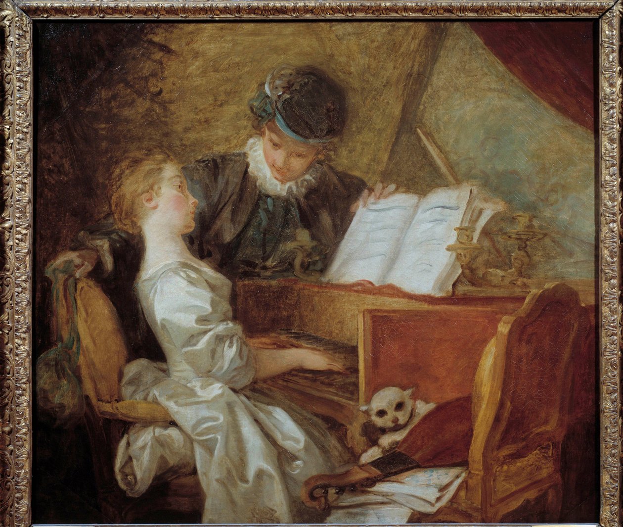 Musiktimen Maleri af Jean-Honore Fragonard (1732-1806). Sol. 1,09x1,21m. af Jean Honore Fragonard