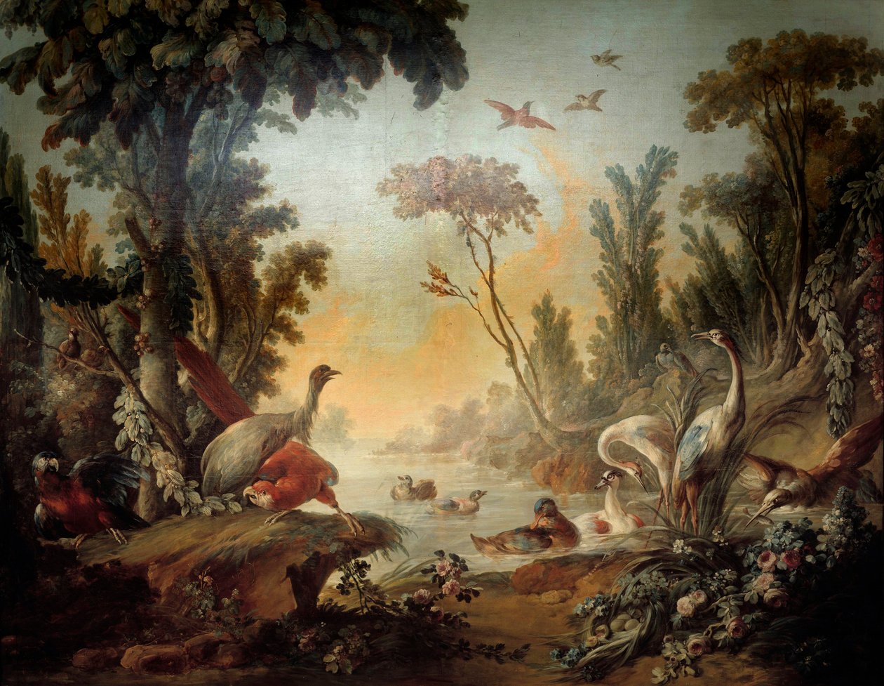 Landskab med Echassiers Panel af Salon Demarteau realiseret af Jean Baptiste Huet (1745-1811) og Jean Honore Fragonard (1732-1806) af Jean Honore Fragonard