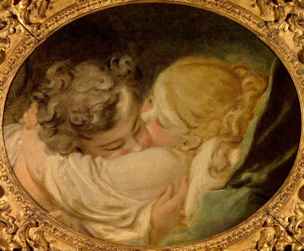 Le baiser Maleri af Jean Honore Fragonard (1732-1806) Privat samling fra det 18. århundrede af Jean Honore Fragonard