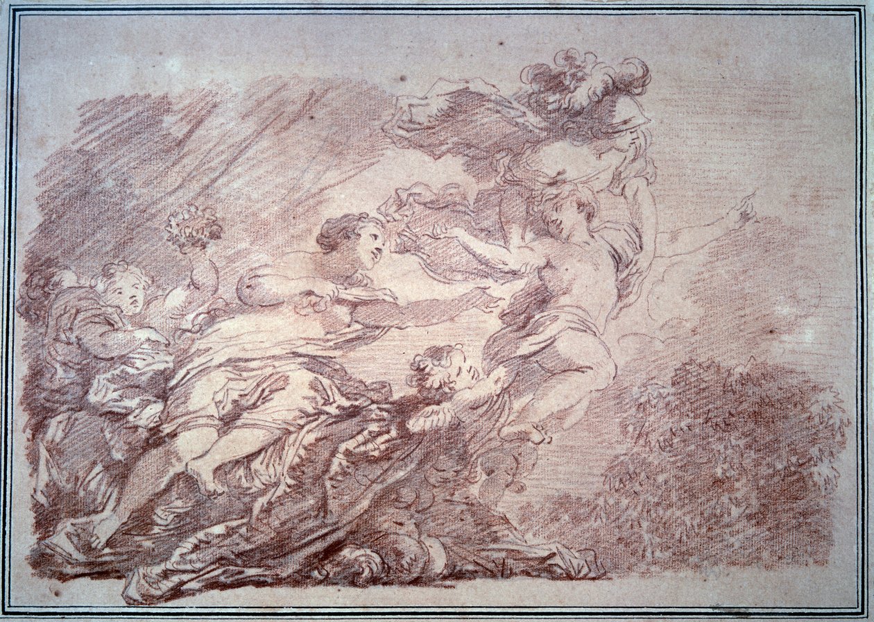 Minerve river en ung prins fra volupte Sanguine af Jean Honore Fragonard (1732-1806) 1774 Besancon, Musee des Beaux Arts af Jean Honore Fragonard