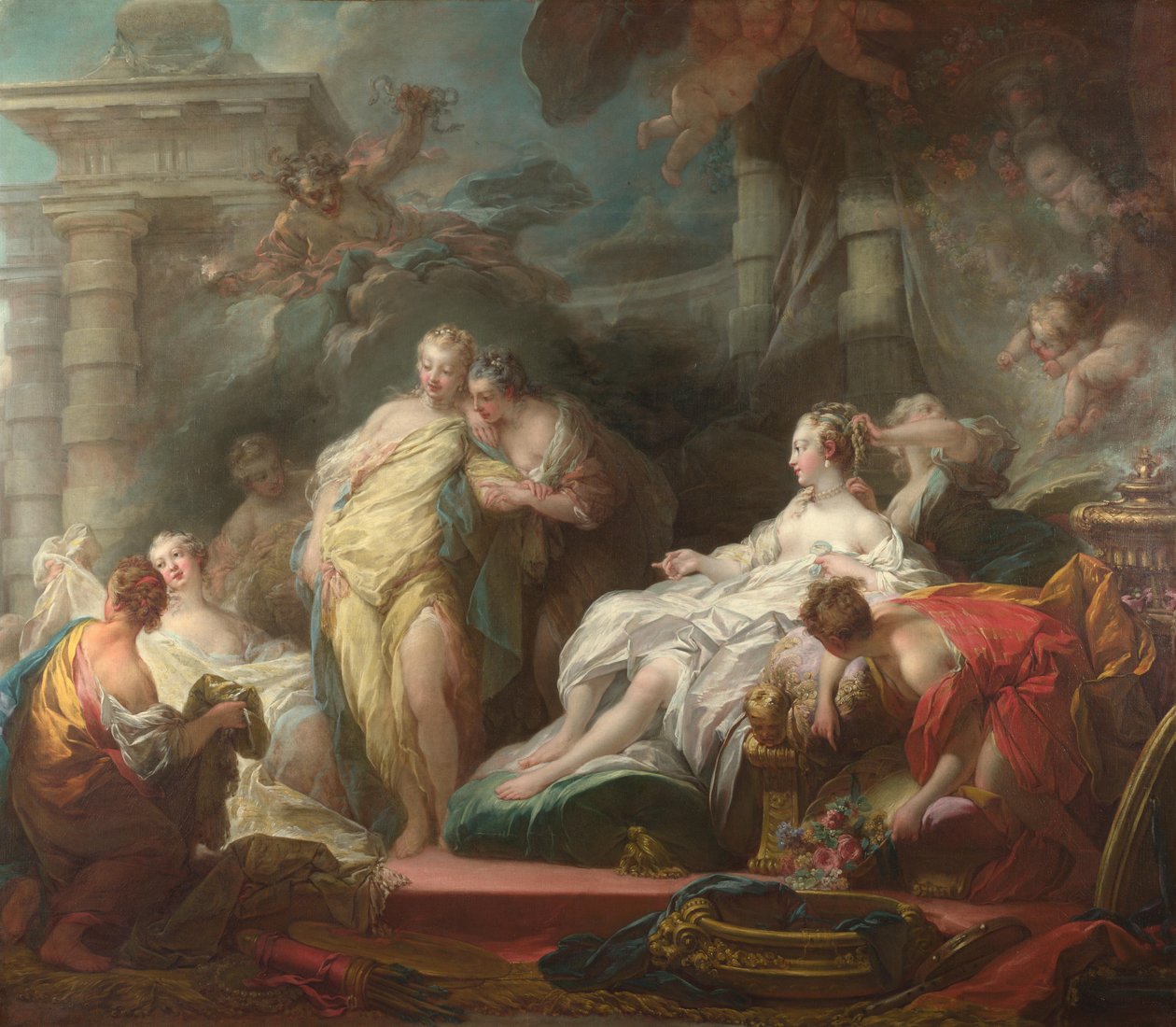 Psyche viser sine søstre sine gaver fra Amor, 1753 af Jean Honore Fragonard