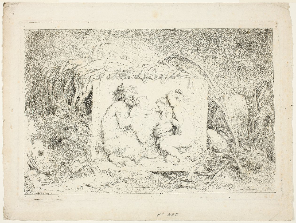 Satyrer danser, fra Bacchanales, eller Satyrernes lege af Jean Honore Fragonard