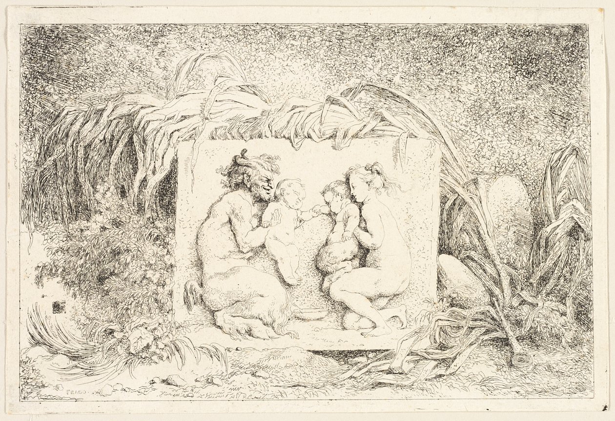Satyrens familie fra Bacchanales, eller Satyrens lege af Jean Honore Fragonard