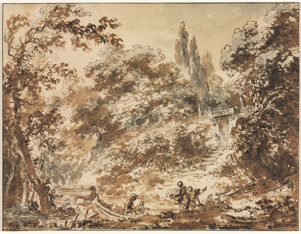 Scene i en park af Jean Honore Fragonard