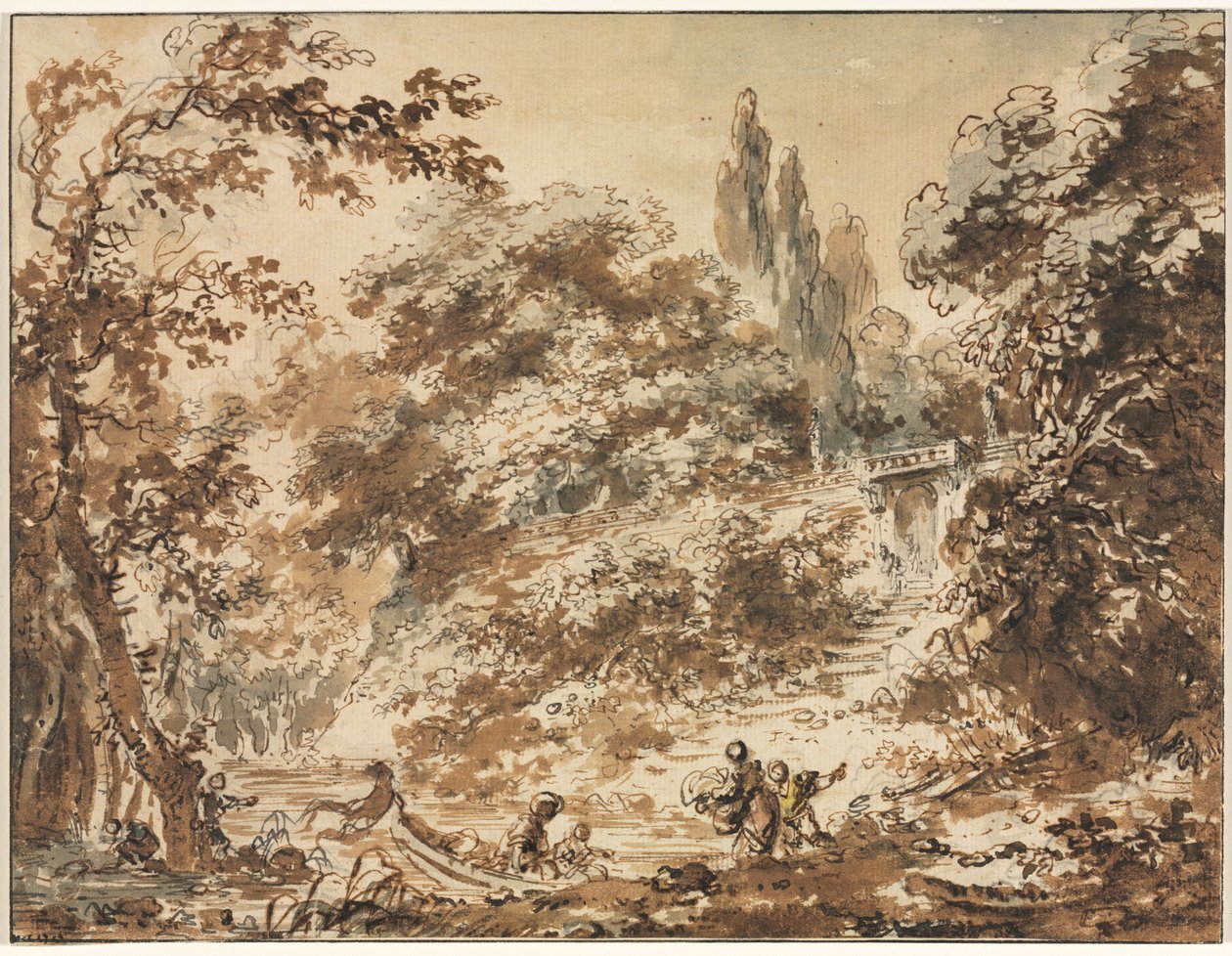 Scene i en park, ca. 1760. af Jean Honore Fragonard