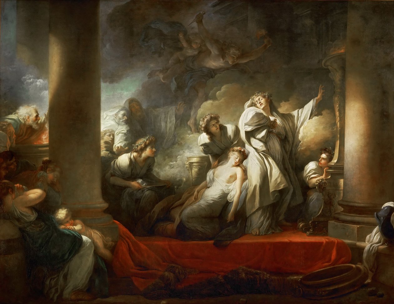 Ypperstepræsten Coresus ofrer sig selv for at redde Callirhoe af Jean Honore Fragonard