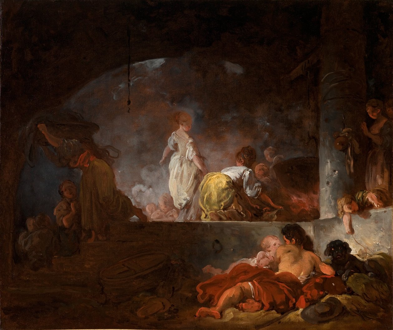 The Laundresses, ca. 1756-61 (olie på lærred) af Jean Honore Fragonard