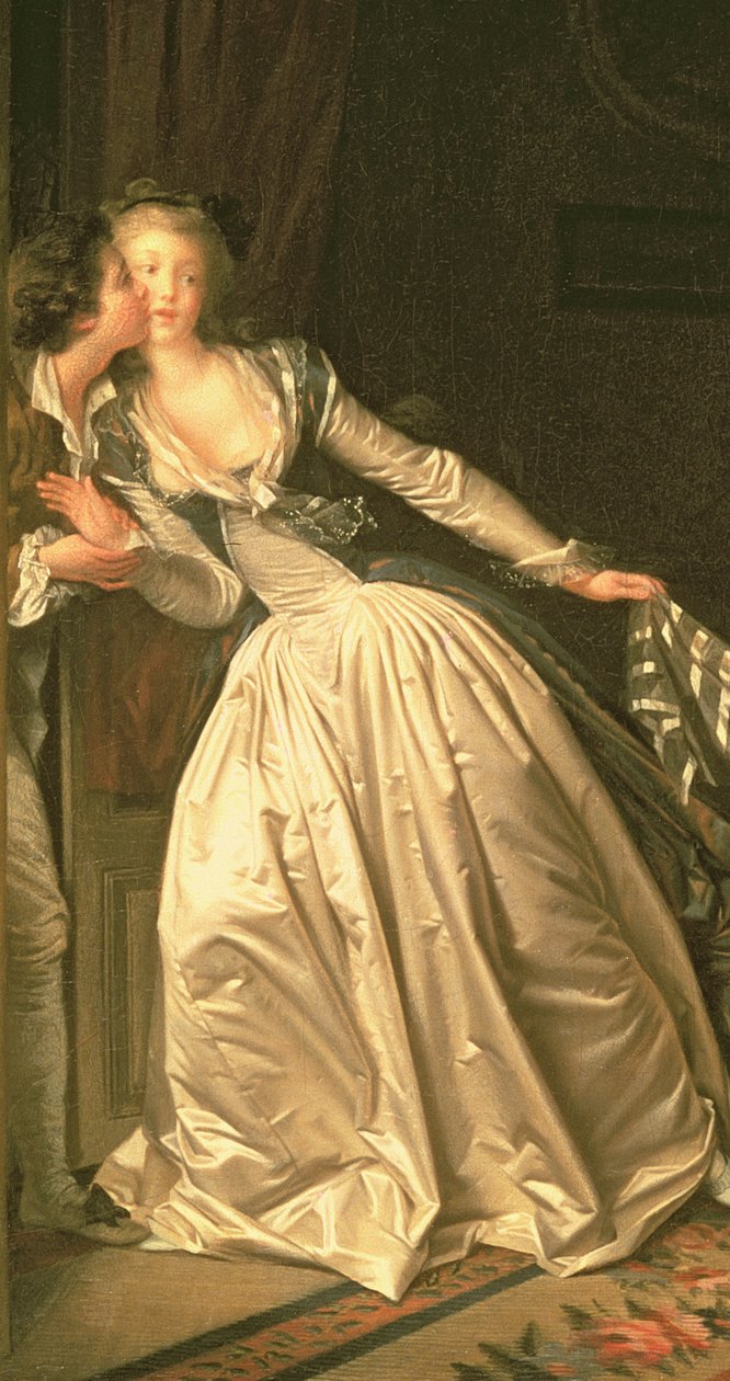 The Stolen Kiss, ca. 1788 (detalje af 37519) af Jean Honore Fragonard