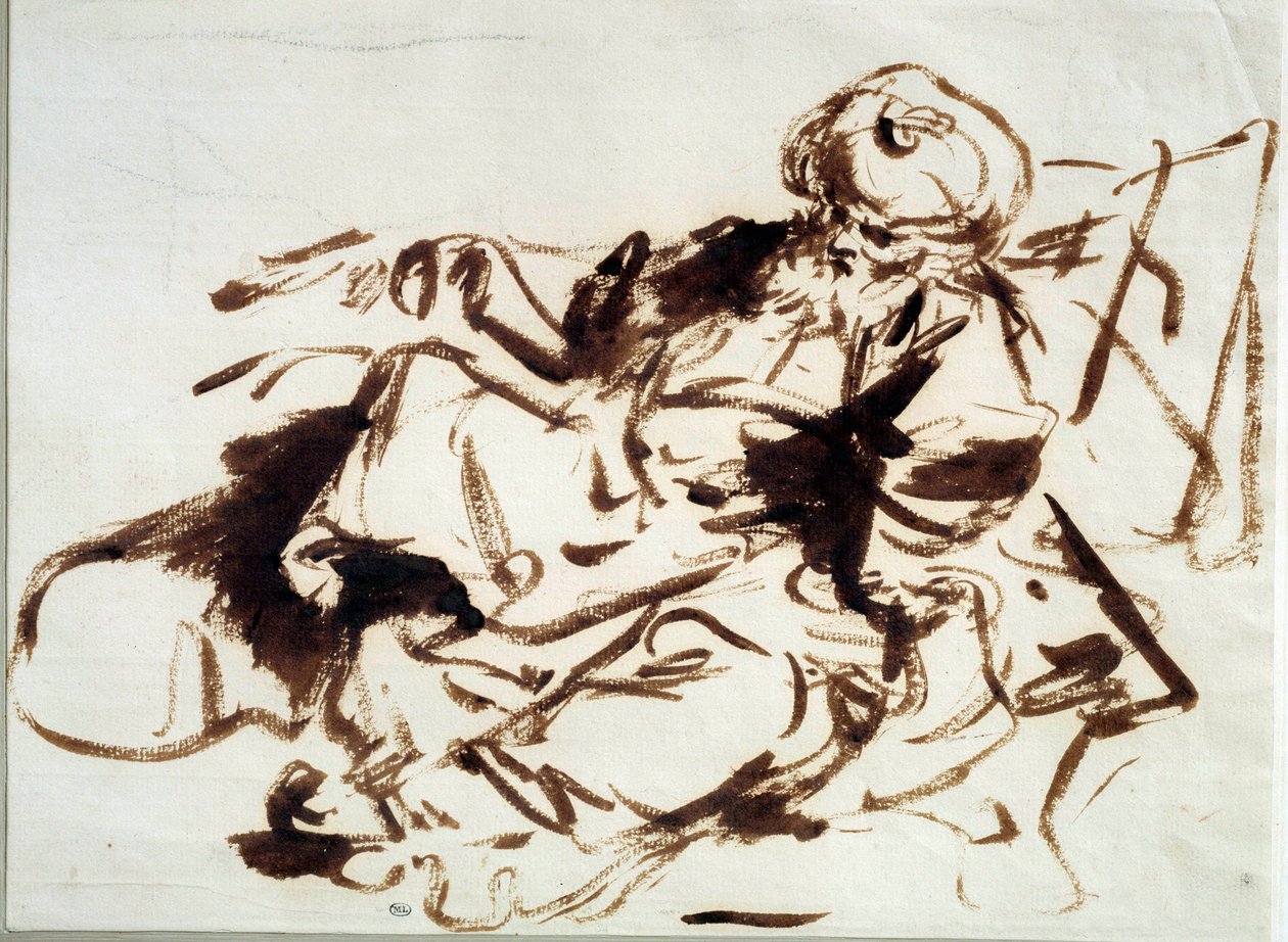 Pasha-maleriet i vask af Jean Honore Fragonard (1732-1806). 1700-tallet. Sol 0,24x0,33 m af Jean Honore Fragonard