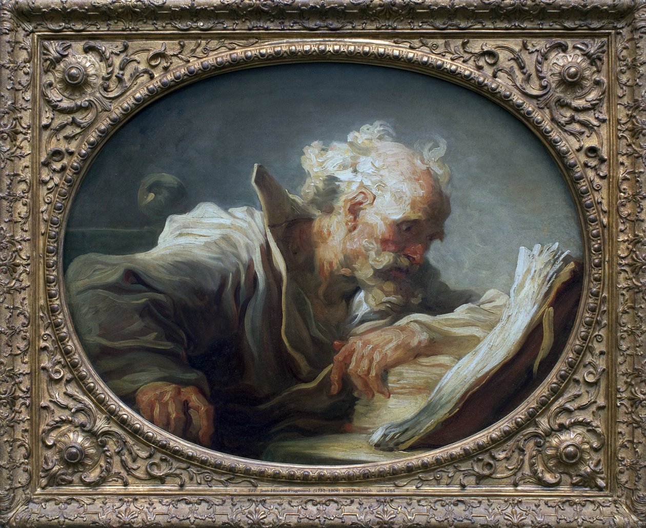 Filosoffen. Maleri af Jean Honore Fragonard (1732-1806), olie på lærred, ca. 1764. Art francais 1700-tallet. Kunsthalle, Hamborg, Tyskland. af Jean Honore Fragonard