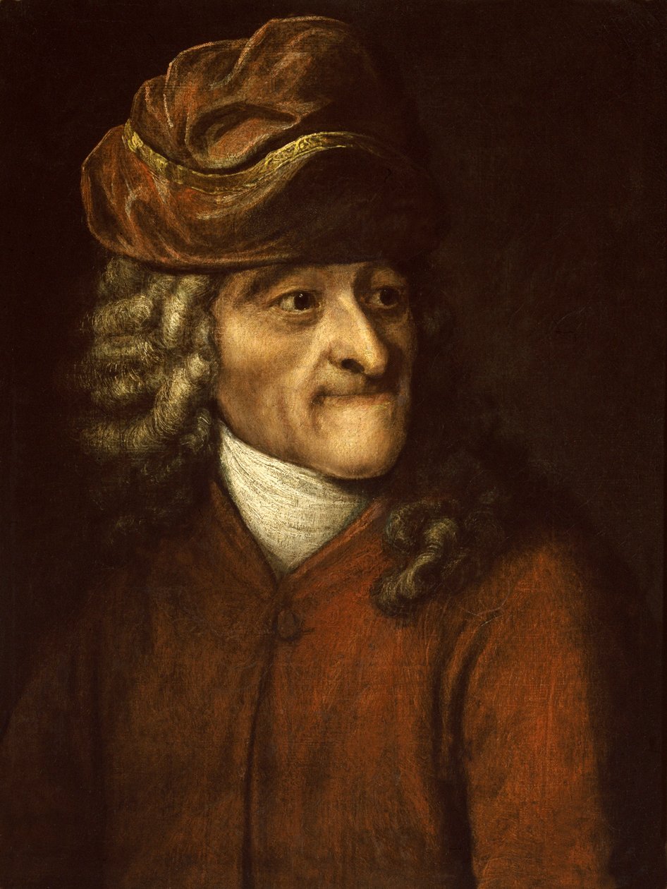 Portræt af forfatteren, essayisten og filosoffen Voltaire af Jean Huber