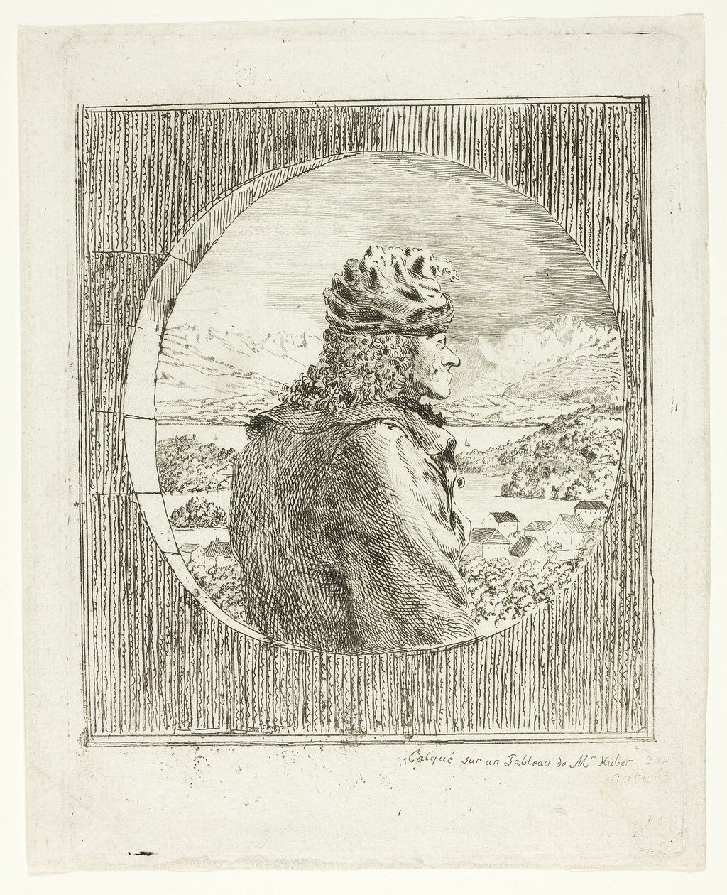 Voltaire set i profil af Jean Huber