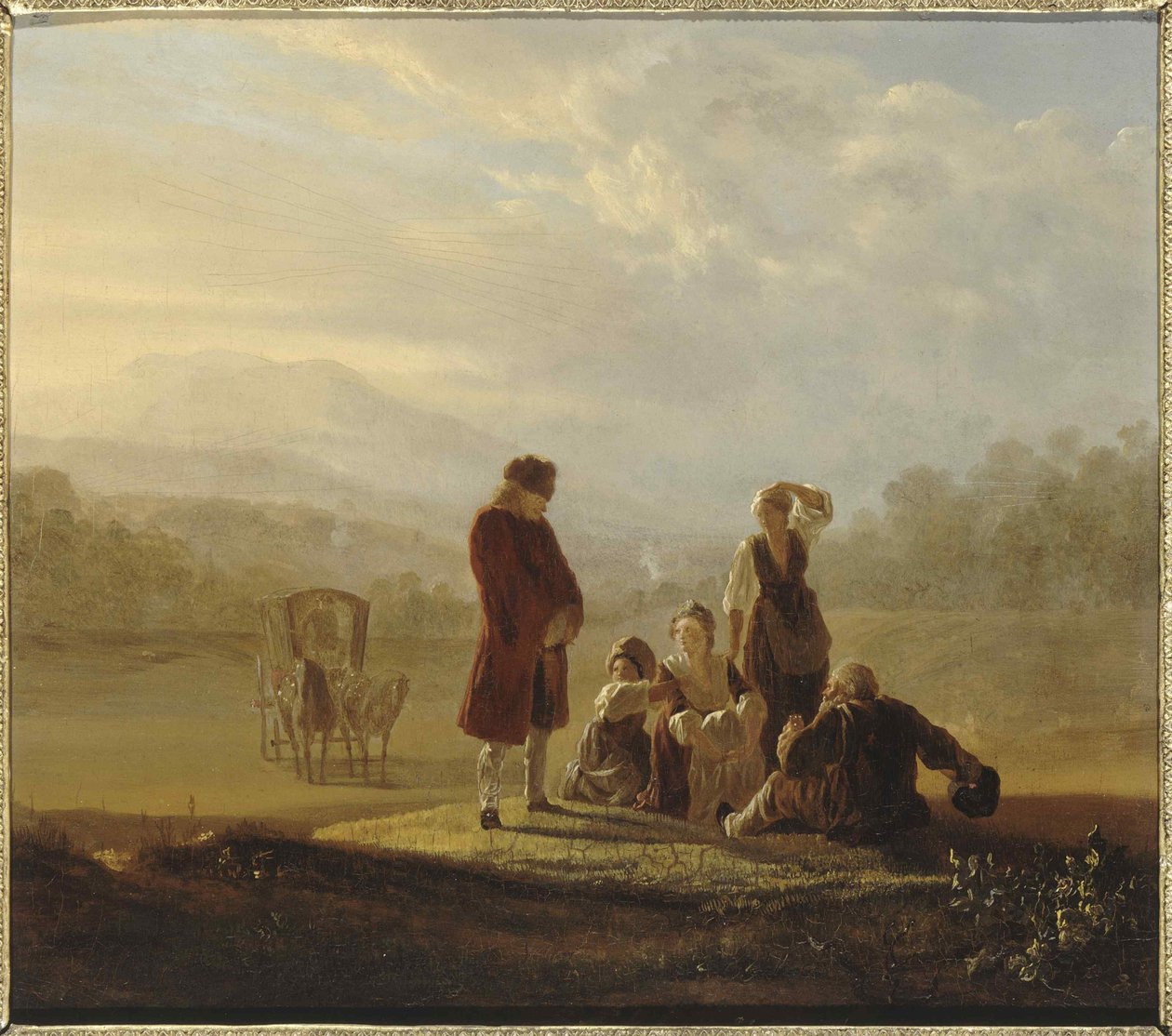Voltaire og bønderne i Ferney, ca 1770. af Jean Huber