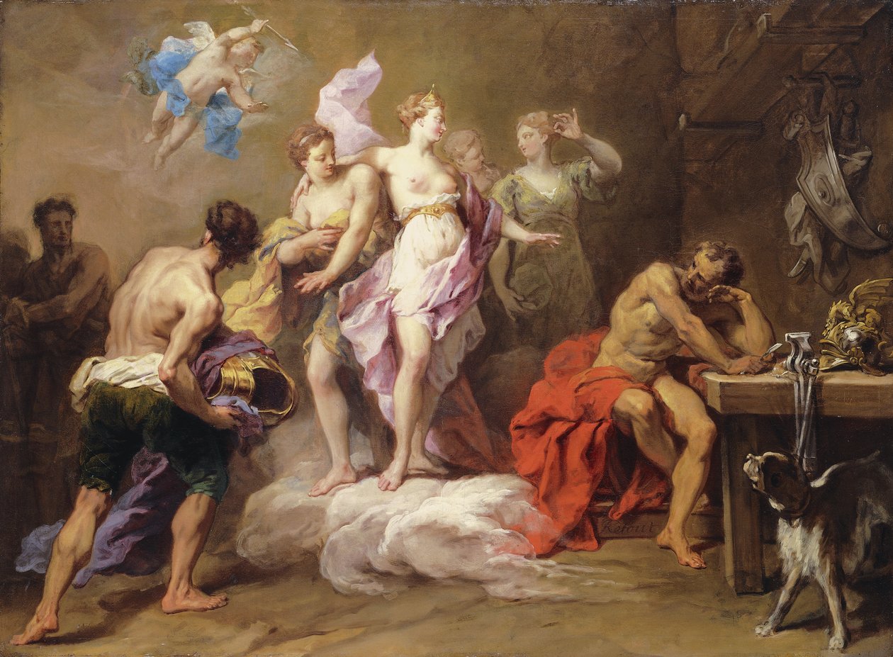 Venus bestiller våben fra Vulcan til Aeneas, af Jean II Restout