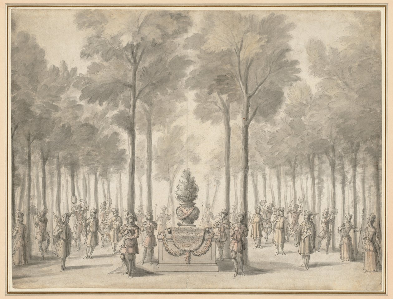 Design til Divertissement fra "La Pastorale" (første entré til operaballetten "Les Muses" af Danchet og Campra) af Jean I Berain