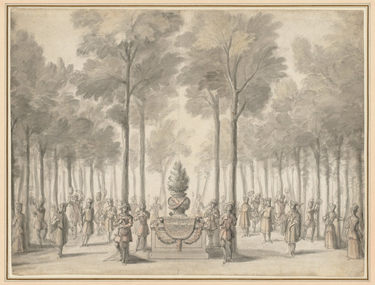 Design til Divertissement fra La Pastorale Første indgang til operaballetten Les Muses..., af Jean I Berain