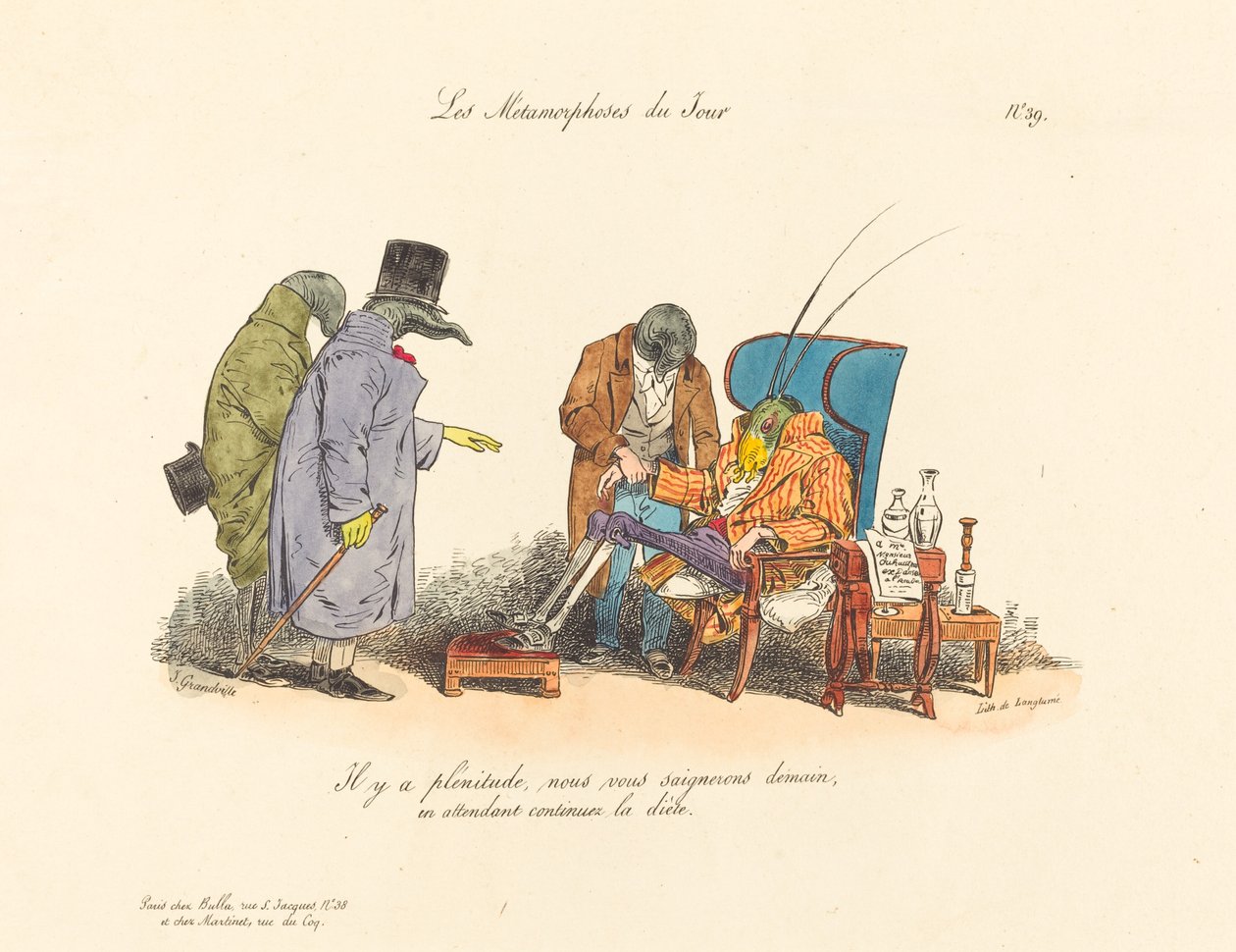 Den skrantende Cricket af Jean Ignace Isidore Grandville
