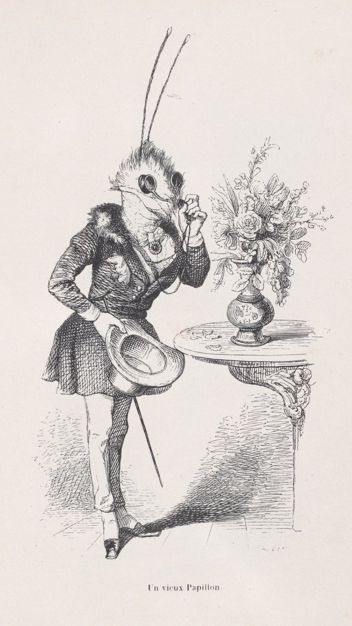 En gammel sommerfugl fra scener fra dyrenes private og offentlige liv, ca. 1837-47. af Jean Ignace Isidore Gérard