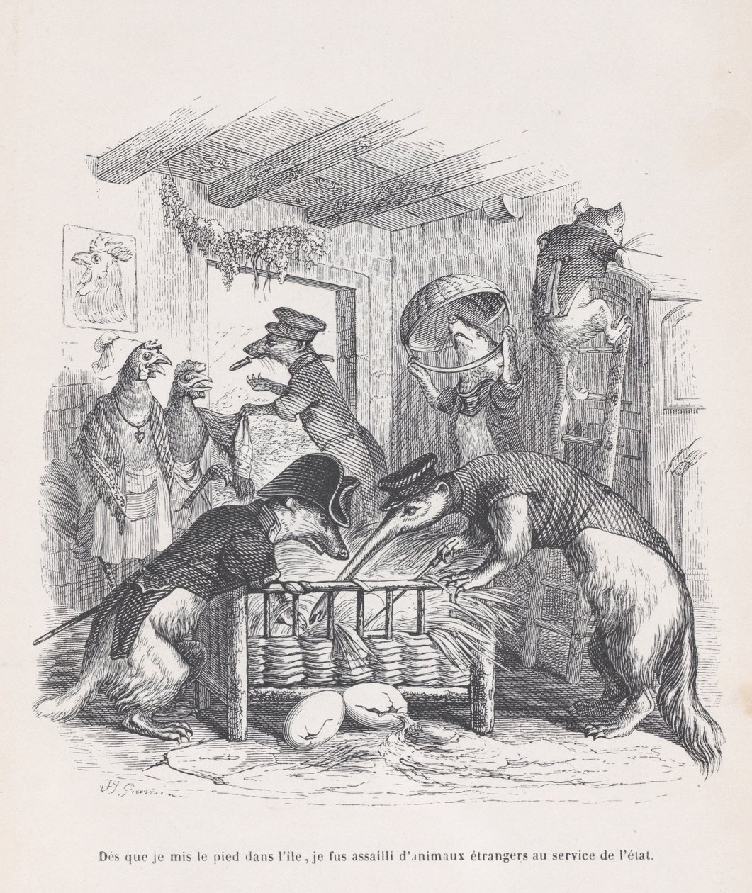 Så snart jeg satte foden på øen... fra Scener fra det private og offentlige liv..., ca. 1837-47. af Jean Ignace Isidore Gérard