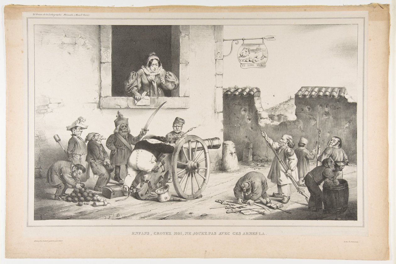 Børn, adlyd mig, leg ikke med disse våben, april 1834 af Jean Ignace Isidore Gérard