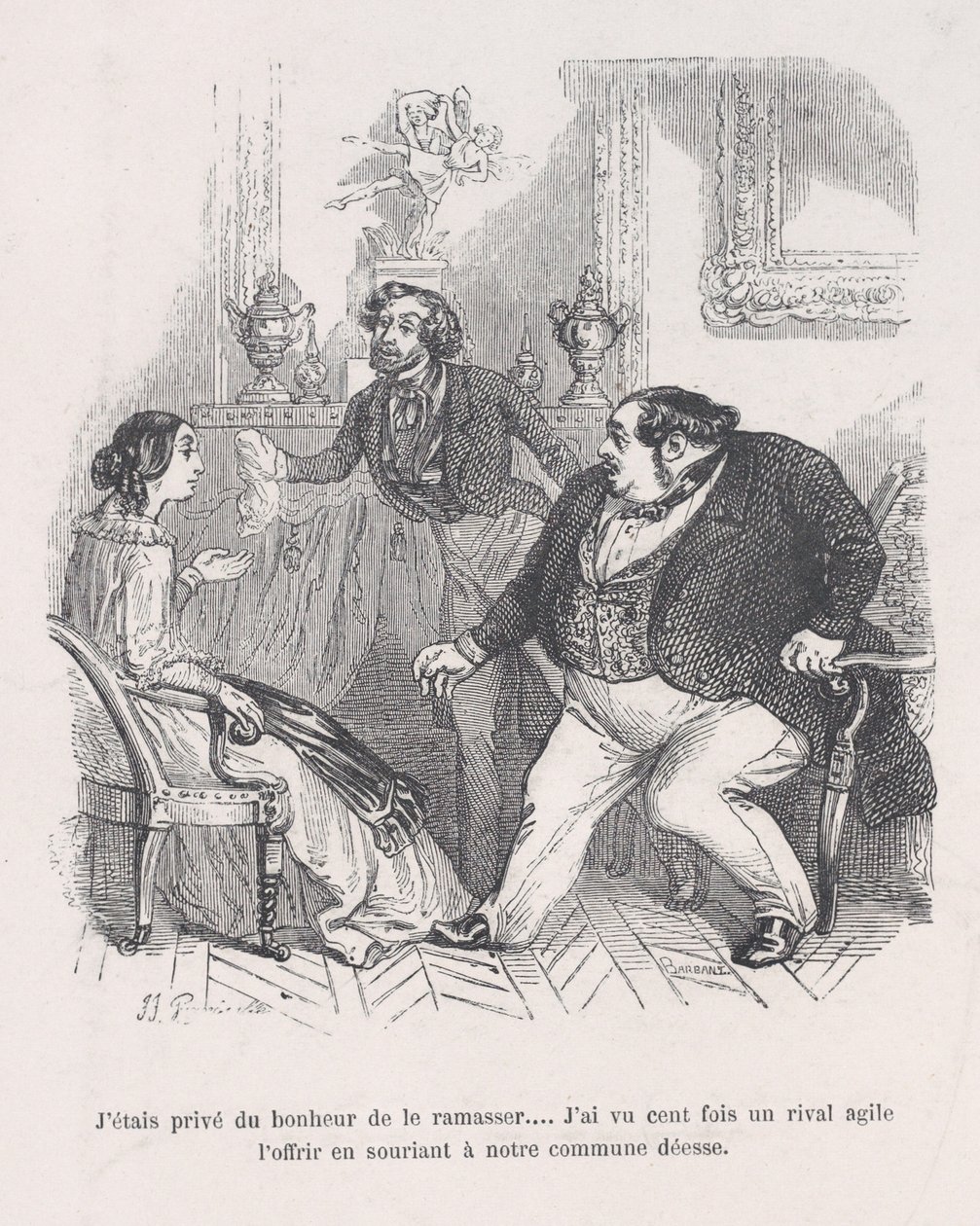 Jeg blev berøvet lykken ved at tage den op... Jeg så hundrede gange et adræt rival tilbud..., 1843. af Jean Ignace Isidore Gérard