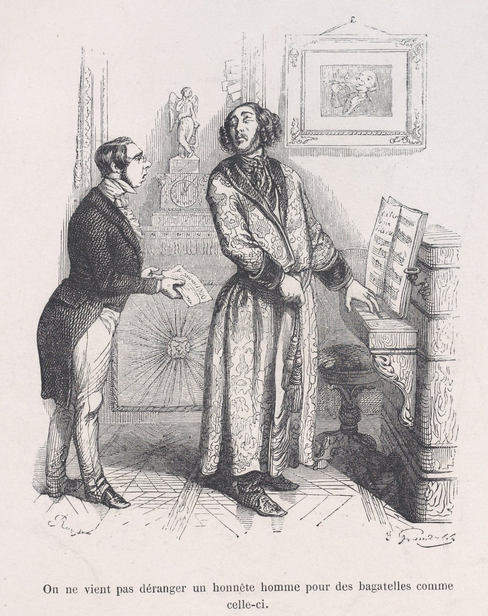 Man generer ikke en ærlig mand med småting som denne. fra The Little Miserie of Huma..., 1843. af Jean Ignace Isidore Gérard