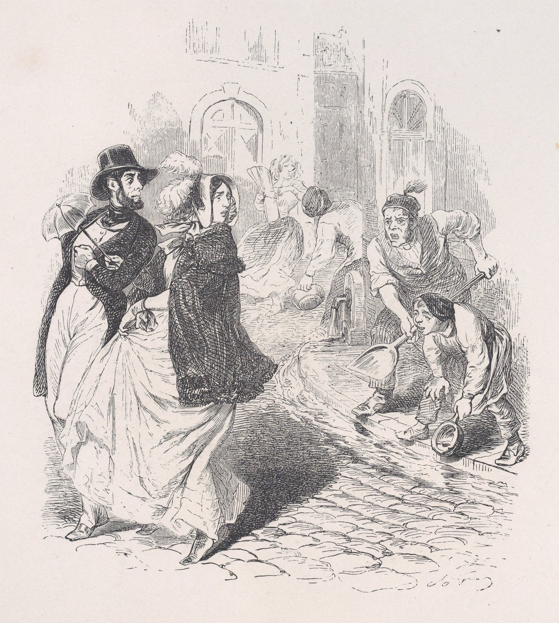 Kun overalt er vandhaner, vandkander af enhver form, skovle og potter af enhver størrelse..., 1843. af Jean Ignace Isidore Gérard