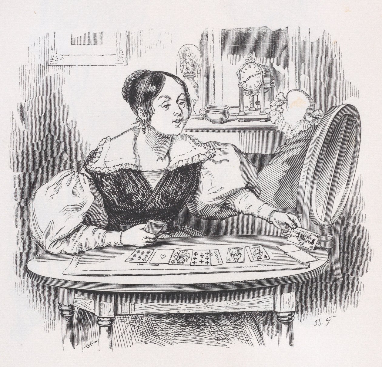 Kortene fra The Complete Works of Béranger, 1836. af Jean Ignace Isidore Gérard