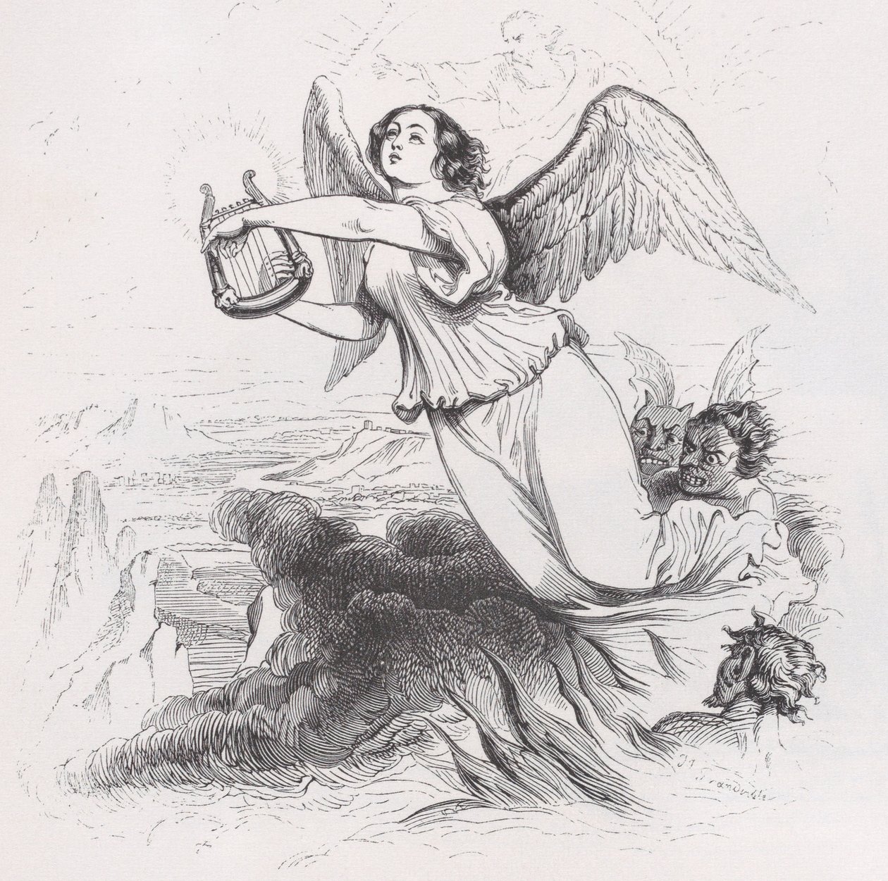 The Exiled Angel fra The Complete Works of Béranger, 1836. af Jean Ignace Isidore Gérard