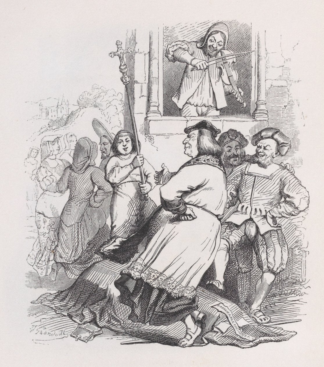 The Fiddler of Meudon fra The Complete Works of Béranger, 1836. af Jean Ignace Isidore Gérard