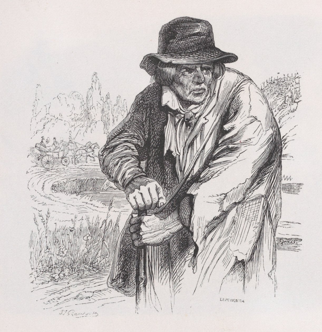 The Old Vagabond fra The Complete Works of Béranger, 1836. af Jean Ignace Isidore Gérard