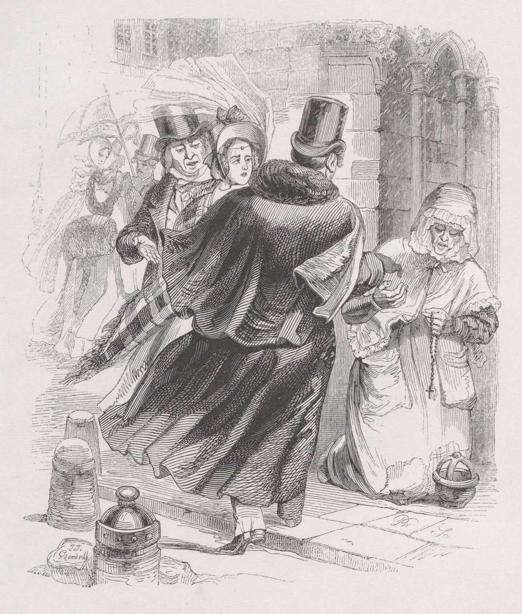 Den fattige kvinde fra The Complete Works of Béranger, 1836. af Jean Ignace Isidore Gérard