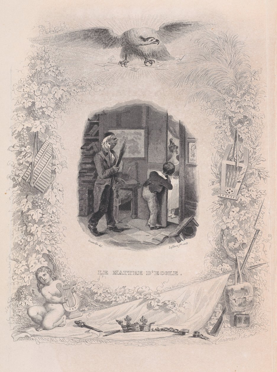 Skolemesteren fra Bérangers sange, 1829. af Jean Ignace Isidore Gérard