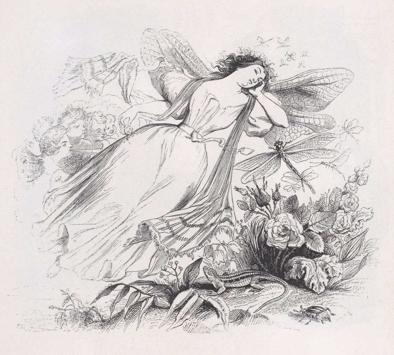Sylfen fra The Complete Works of Béranger, 1836. af Jean Ignace Isidore Gérard
