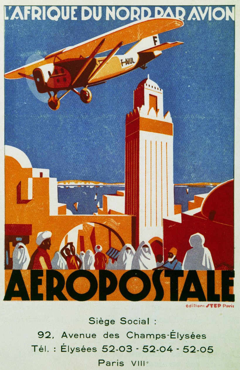 Aeropostale (luftpost), luftforbindelser med Nordafrika, billboard, Frankrig af Jean Jacquelin