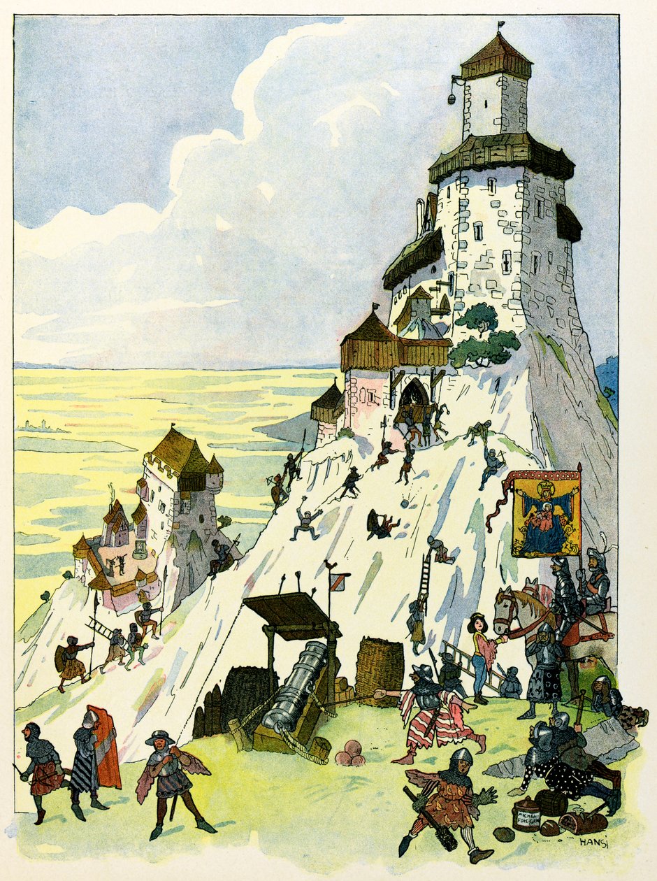 Historien om Alsace fortæller børnene af onkel Hansi af Jean Jacques Waltz dit Hansi (1873-1951), privat samling: Siege du chateau D