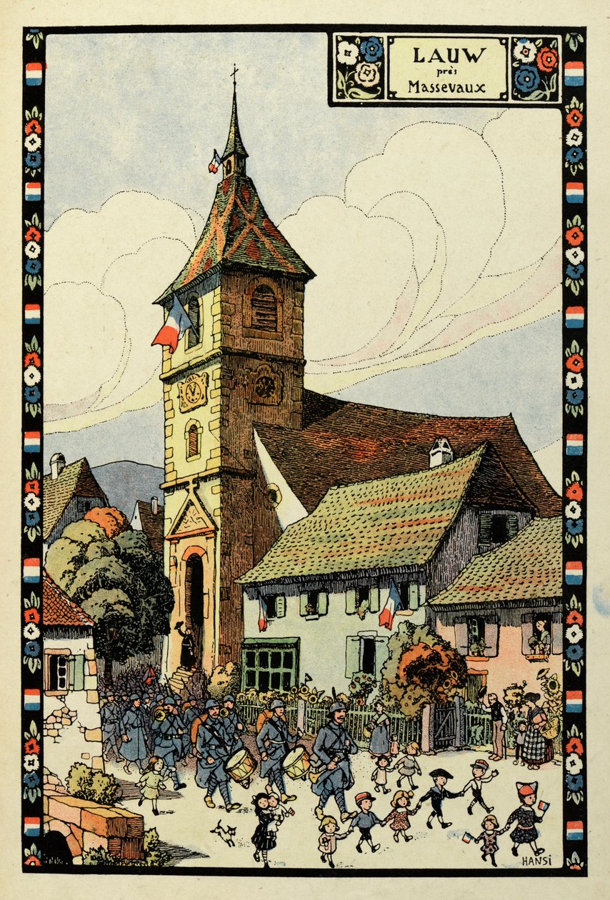 Trefarvet paradis: Lauw nær Massevaux 1918 af Jean Jacques (1873 1951) Waltz
