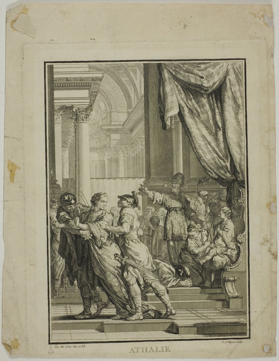 Frontispice til Athalie, akt V, scene VI, fra Racines Oeuvres af Jean Jacques Flipart