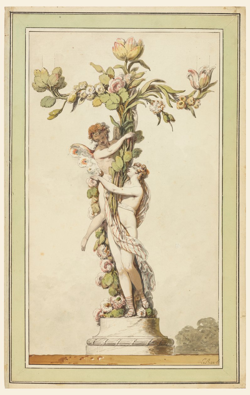 Design til en porcelænsstage af Jean Jacques Francois Le Barbier
