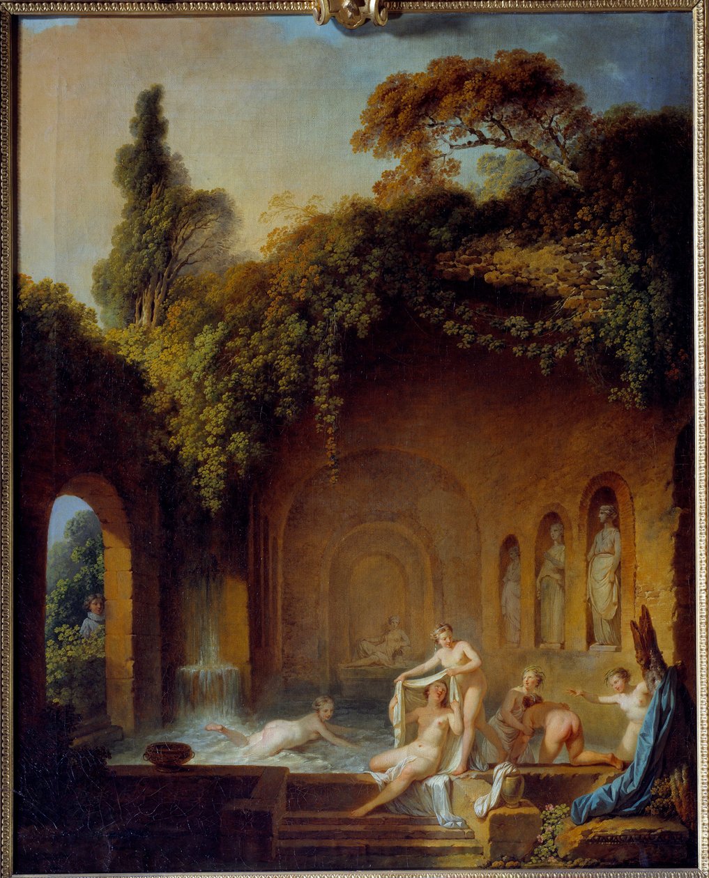 Nymfernes bad Maleri af Jean Jacques Francois Barbier l