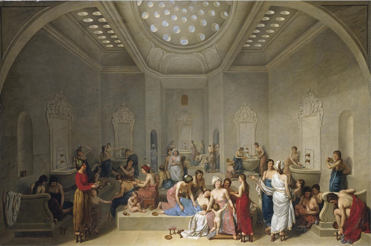 Tyrkisk bad hamam, 1785 af Jean Jacques Francois Le Barbier