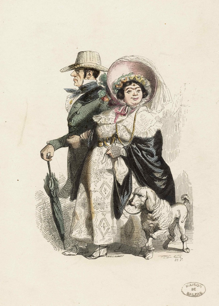 A Rentier og hans kone, 1840. af Jean Jacques Grandville